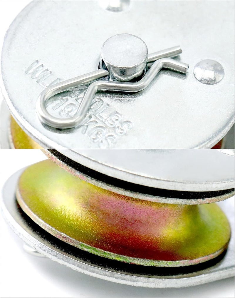 QWORK Single Pulley Block Wheel, 8 Pack Heavy Duty Zinc Plated Iron Single Wheel, 360 Degree Swivel Lifting Rope Pulley Block, Load Capacity 420 Lbs - Image 5